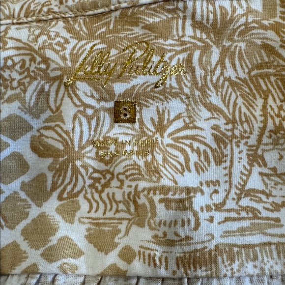 Lilly Pulitzer Beige and White Palm Print Midi Dress cruise resort summer size S - Picture 3 of 5